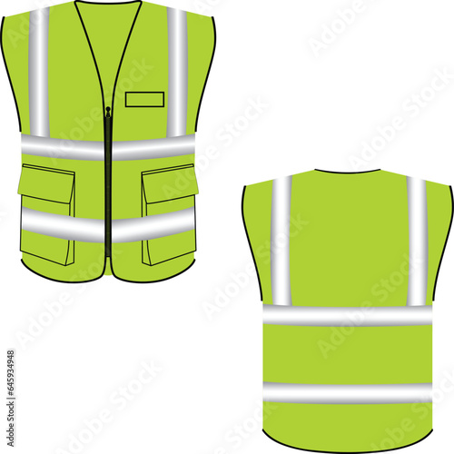 Green reflective vest design vector. Reflective Vest vector illustration