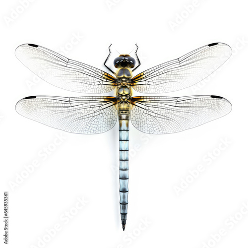 dragonfly close up on white background