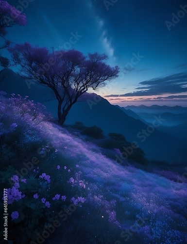 Enchanting and surreal depiction nature image night view romantic night view on hills