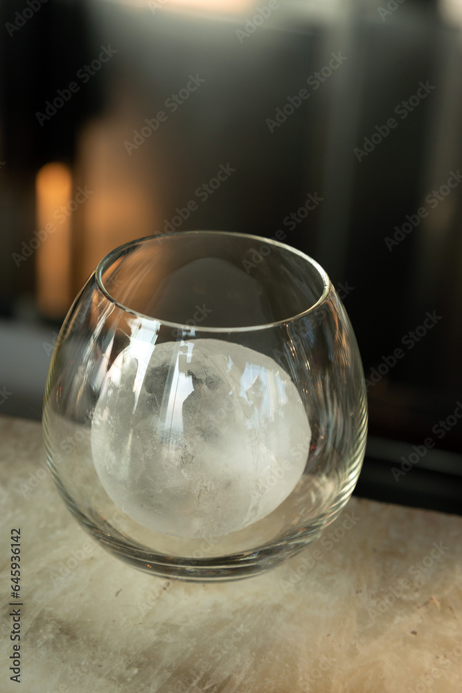 glass with ball shape ice cube prepared for alcohol drink glass with ball shape ice cube prepared for alcohol drink