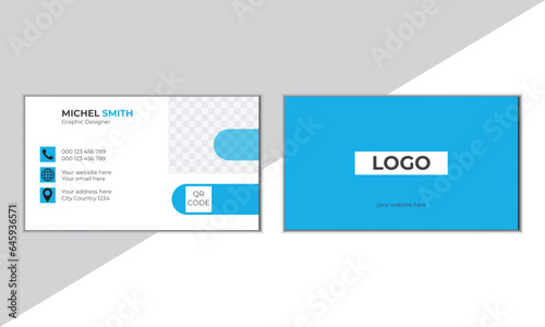 Corporate business card design cute Double-sided horizontal, modern, vector, Vector illustration, Clean professional visiting card,landscape orientation &business card template.