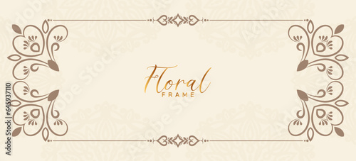 Classic decorative floral frame stylish elegant banner design