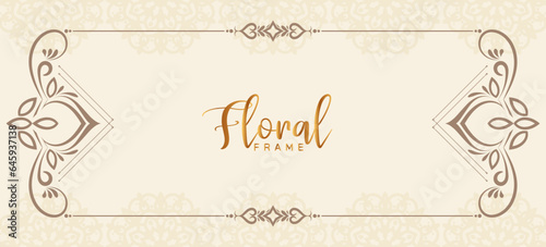 Beautiful decorative floral frame stylish retro banner design