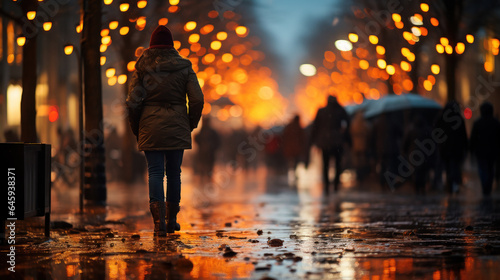 Urban Elegance: Streetlife Bokeh. Generative AI