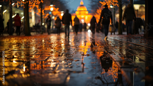 Streetlife with bokeh. Generative AI