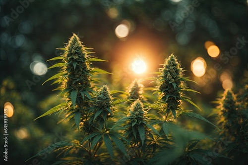Marijuana Bud on Canopy Cannabis Plants. ai generative