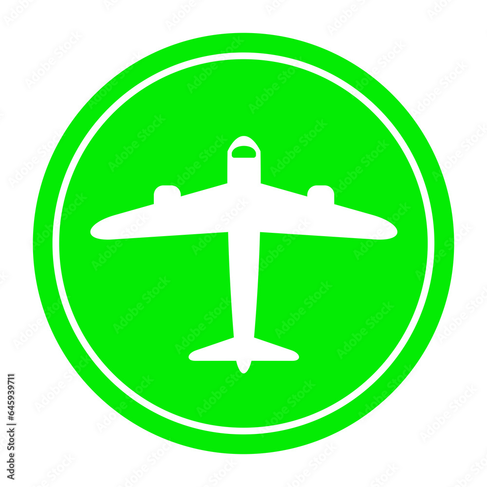 Fototapeta premium green airplane circle icon