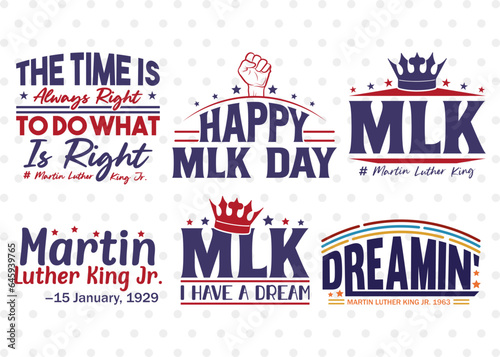 Tablou canvas MLK Day Bundle Vol-02, Dreamin' Svg, Happy MLK Day Svg, MLK Svg, Martin Luther K