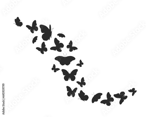 butterflies silhouettes set black vector	