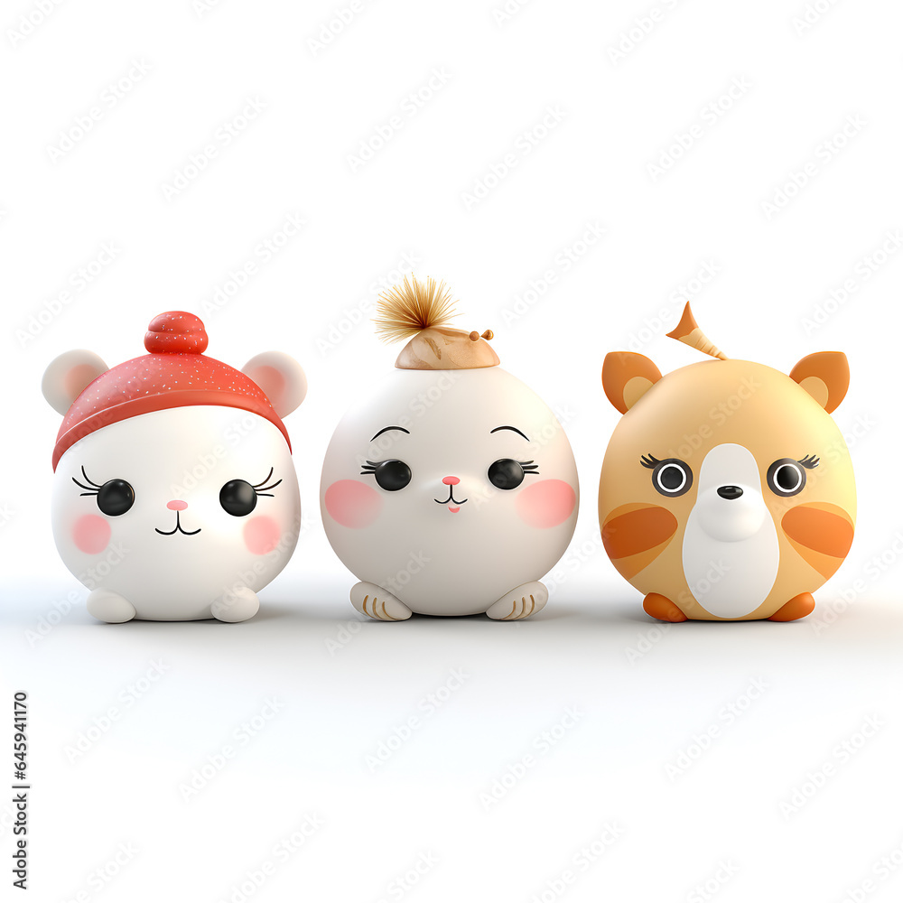 Set of Cute animal themed christmas tree ornaments on white background different styles and colors Set of Cute animal themed christmas tree ornaments on white background different styles and colors