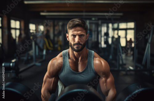 man working out on the rows in a gym
