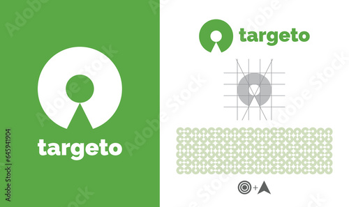 Creative bold logo using letter O, depicting target arrow to point, key hole, suitable for growing financial business, security and safety brands
