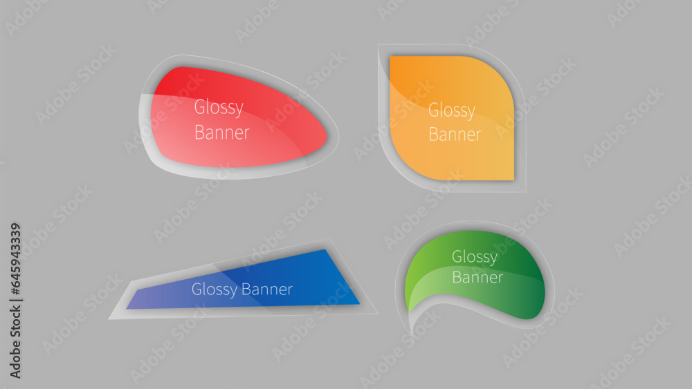 Set of Glossy banners vector collection Set of Glossy banners vector collection