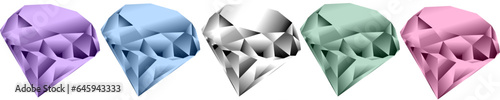 vector illustration of five luxury diamons isolated on white background photo
