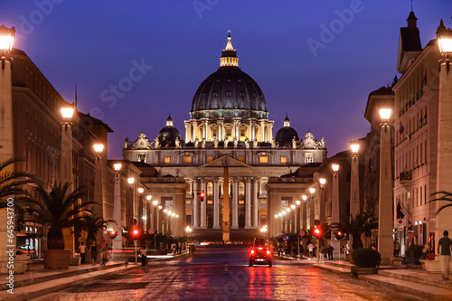 Saint Peter Basilica in the Vatican, night view