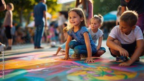 "Art in the Park": A group of kids is participating in an art activity