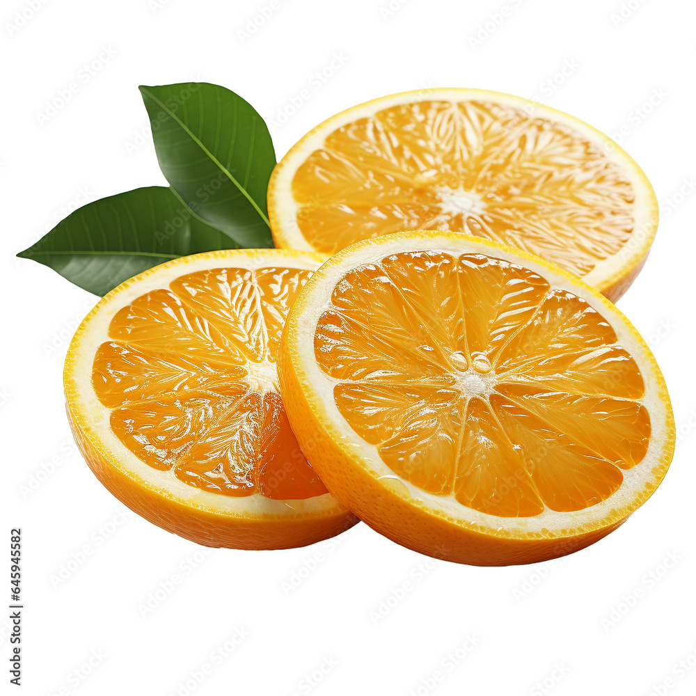 Fototapeta premium Slices of orange isolated on a transparent background