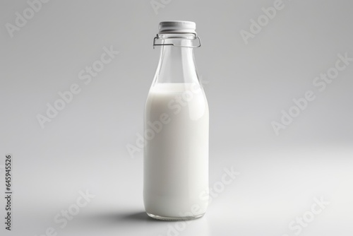 Milk bottle realistic on white surface