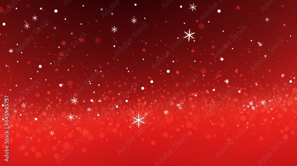 Christmas background, red color and snow in the form of stars