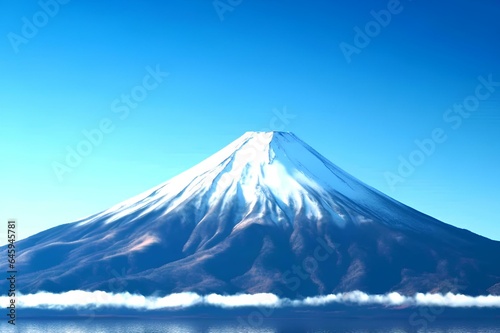 雪をかぶった富士山と青空