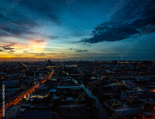 View from a high angle, picture of the atmosphere at night