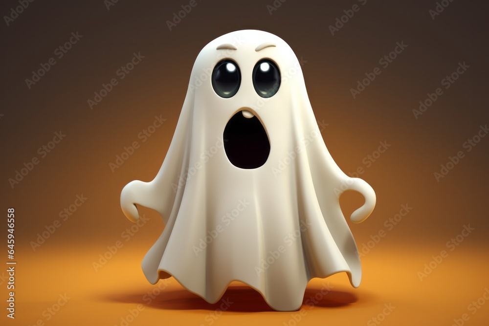 Cute halloween cartoon white boo ghost in 3d style Cute halloween cartoon white boo ghost in 3d style
