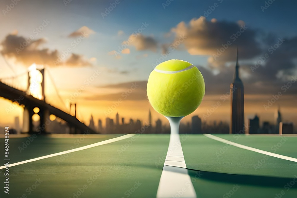 tennis ball on the court of the court
