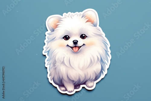 Free Sticker An adorable cute white Pomeranian stickers Generative AI © Graphic EngineerBD