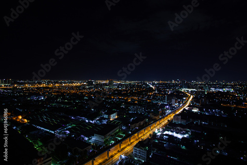 Bird's eye view, night view of the city that is beautiful