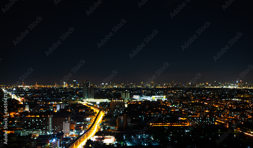 Bird's eye view, night view of the city that is beautiful Bird's eye view, night view of the city that is beautiful