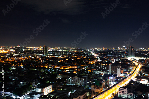 Bird's eye view, night view of the city that is beautiful © prasit