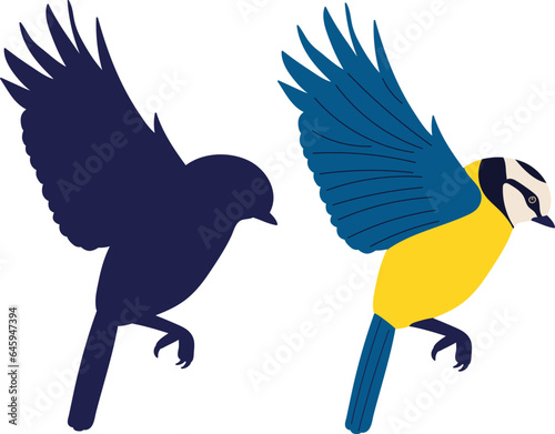 tit flying on a white background vector