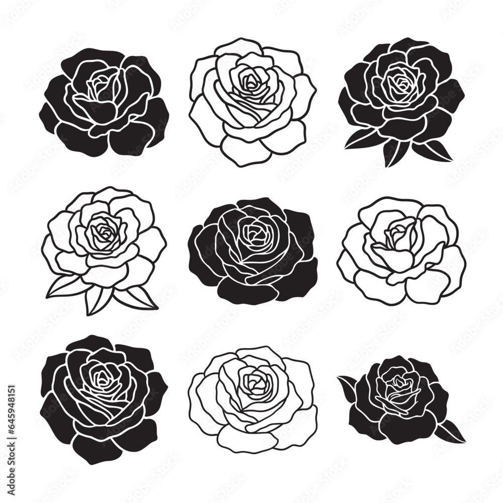 set of rose illustration vector