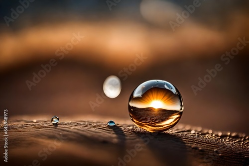 sun's reflection in water drop