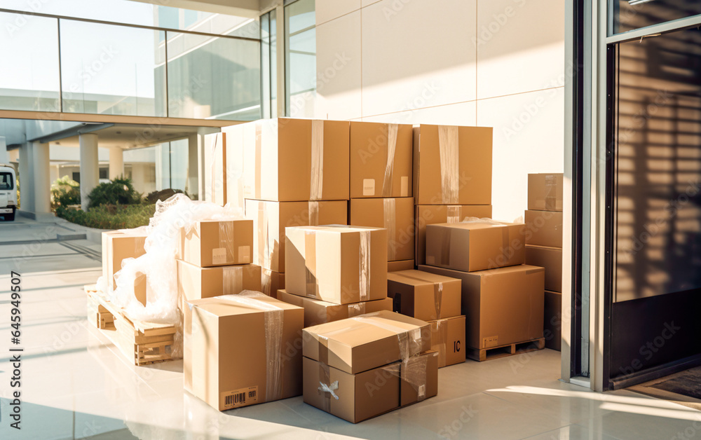 Moving in. Stack of cardboard boxes while moving into new apartment. relocation concept
Moving in. Stack of cardboard boxes while moving into new apartment. relocation concept