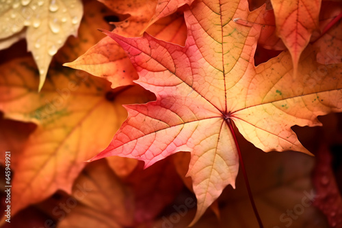 Autumn leaves background. Fall  seasonal  maple and beauty in nature. Red color autumn Wallpaper Image  design elements.