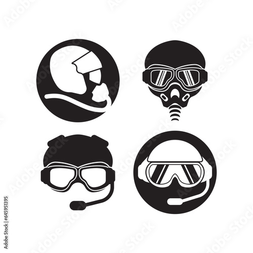 Fighter jet pilot logo icon, vector illustration design