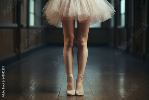 Legs of ballerina in dance hall. Generate Ai
