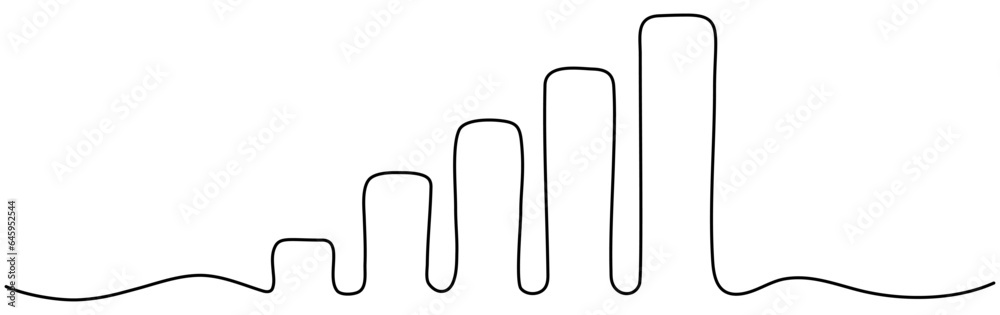 Continuous line drawing growth graph. Successful business strategy concept. Vector illustration isolated on white.