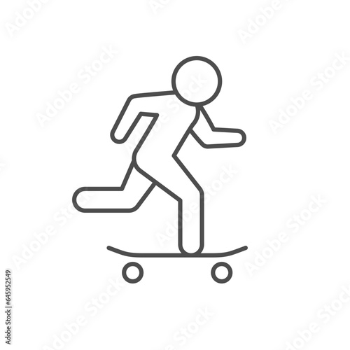 Person on skateboard line outline icon