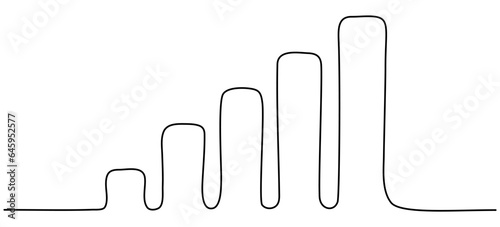 Continuous line drawing growth graph. Successful business strategy concept. Vector illustration isolated on white.