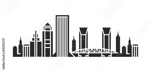 panorama cityscape skyline building silhouette horizontal vector illustration