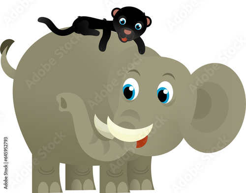 Cartoon wild animal happy young elephant on white background - illustration for the children © honeyflavour