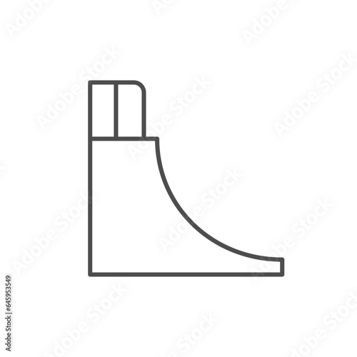 Skateboard quarter pipe line icon