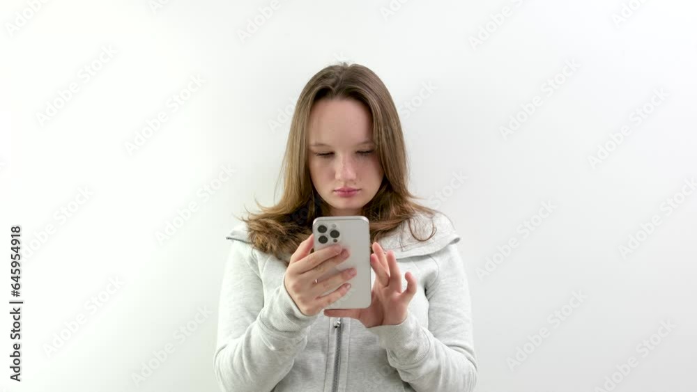 young lady using a smart phone and touching screen. High quality 4k footage young lady using a smart phone and touching screen. High quality 4k footage