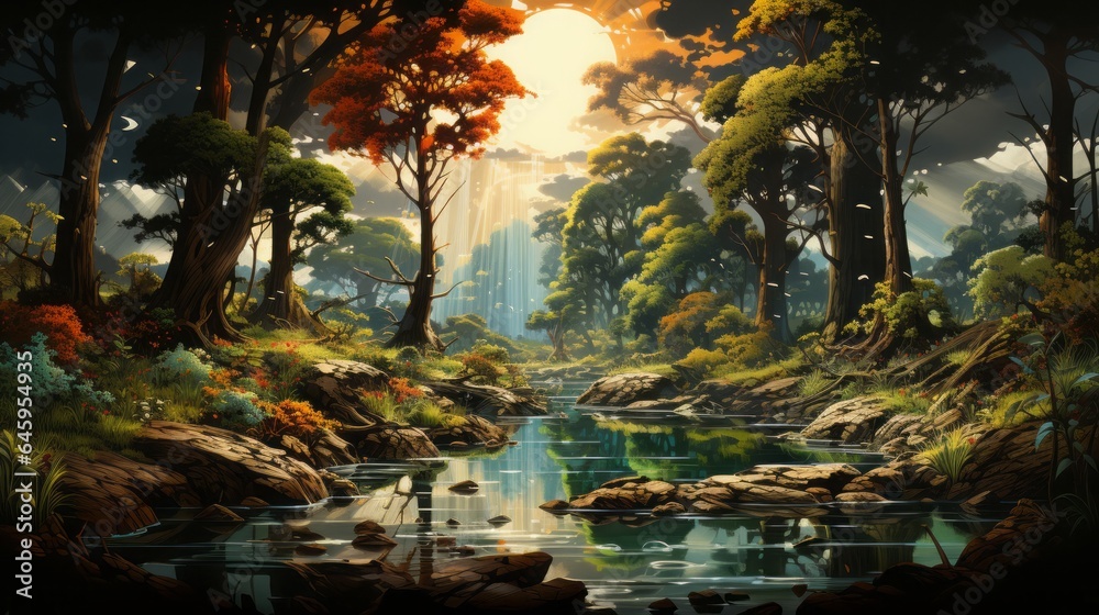 Captivating Scenes: Majestic Landscapes, Cascading Waterfalls, and Tranquil Rivers in Nature's Embrace!, generative AI