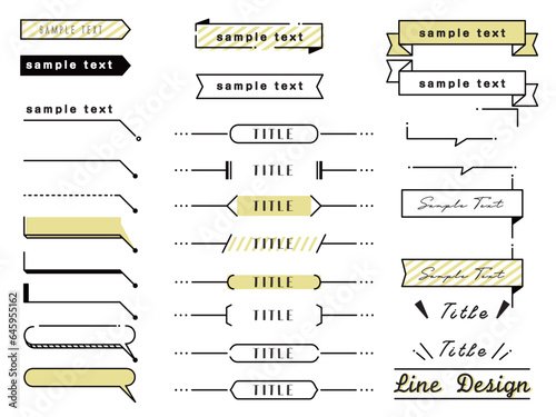 テキストを目立たせるお洒落なフレームデザイン(線、リボン、吹き出し、見出し、ワンポイント、雑誌、注釈、テンプレート) A stylish frame design that makes text stand out.Ribbon, balloon, one point, template.