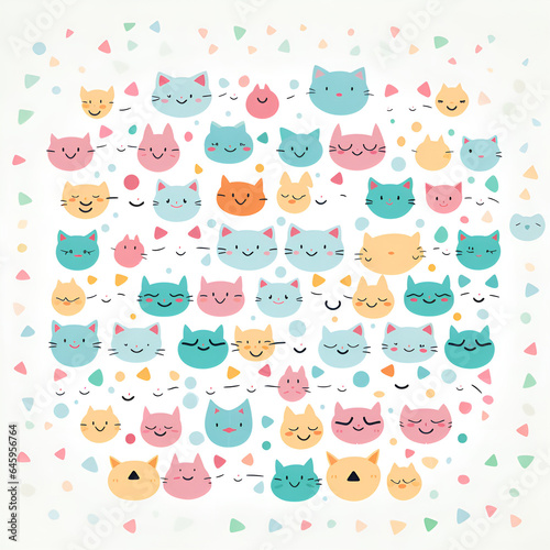 seamless pattern with cats and birds,pattern,seamless,cartoon,vector,baby,animal,Ai generated 