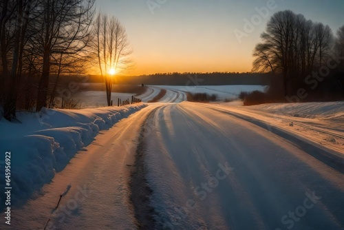 sunset on the road