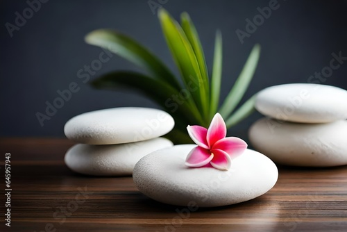 spa stones and orchid